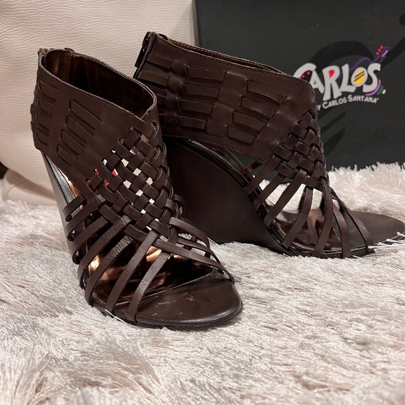Carlos by Carlos Santana Women's Wills Lace up Wedge Black Size 9 M